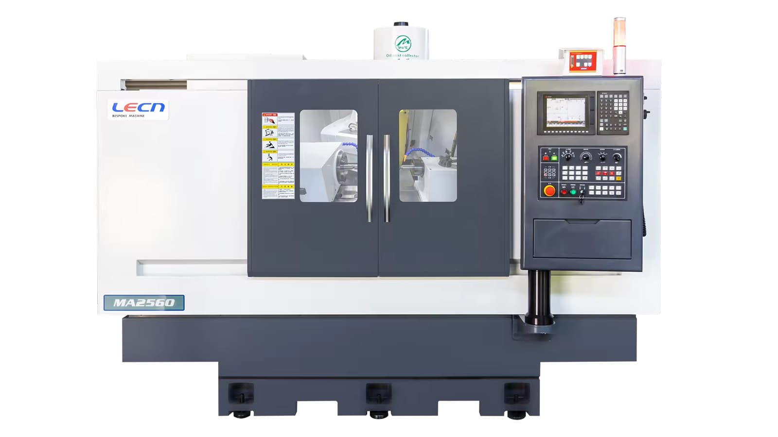 Cylindrical grinder for shaft finishing.